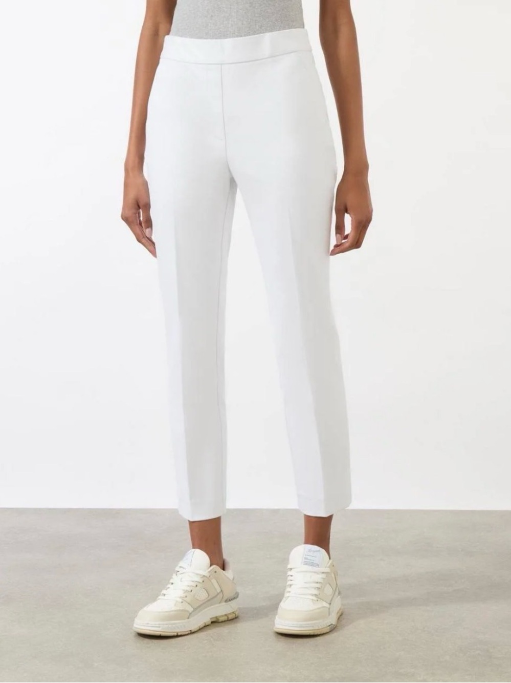 Women's White Pull-On Slim Ankle Pants